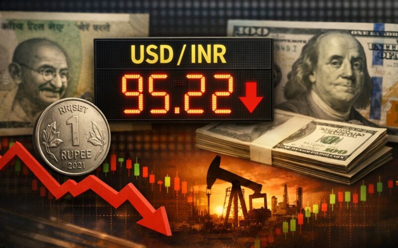 আমেৰিকান ডলাৰৰ বিপৰীতে ইতিহাসৰ সৰ্বনিম্ন স্তৰত ভাৰতীয় টকা; ৯৫ৰ সীমা অতিক্ৰম টকাৰ মূল্যৰ