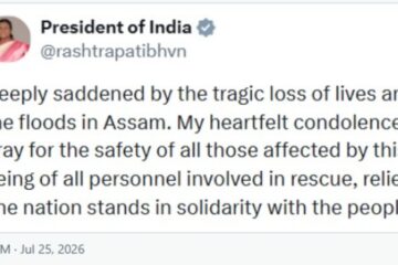 অসমৰ ভয়ংকৰ বান পৰিস্থিতিক লৈ ৰাষ্ট্ৰপতি দ্ৰৌপদী মুৰ্মুৱে গভীৰ উদ্বেগ প্ৰকাশ