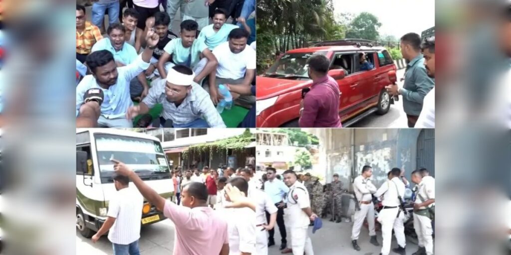 যোৰাবাটত তৃতীয় দিনাও অব্যাহত আছে কেব চালকৰ প্ৰতিবাদ